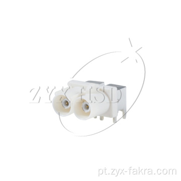 Conector PCB de ângulo reto duplo FAKRA